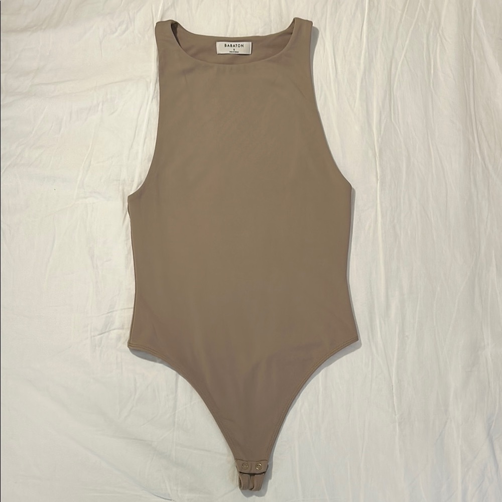 Babaton Contour 90s High Neck Bodysuit Light Brown